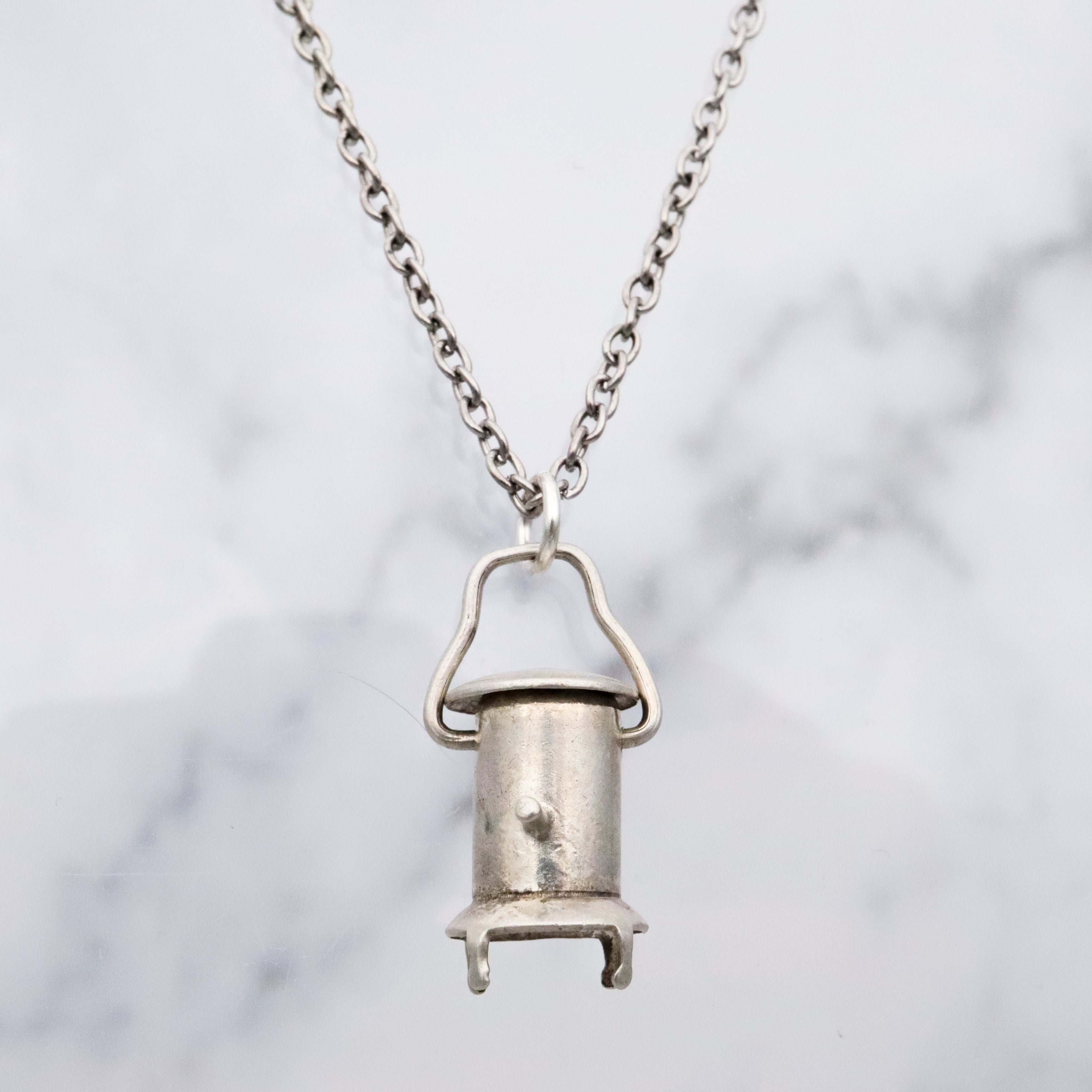 Antique sterling wood stove or lantern charm pendant